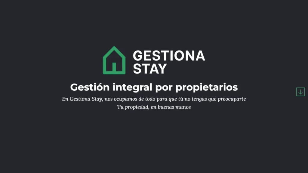 Captura de la web one page de Gestiona Stay (gestionastay.com), diseñada por Websden