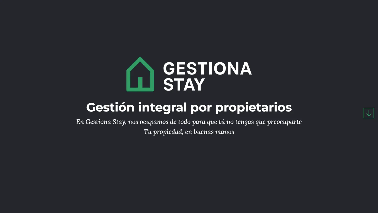 Captura de la web one page de Gestiona Stay (gestionastay.com), diseñada por Websden