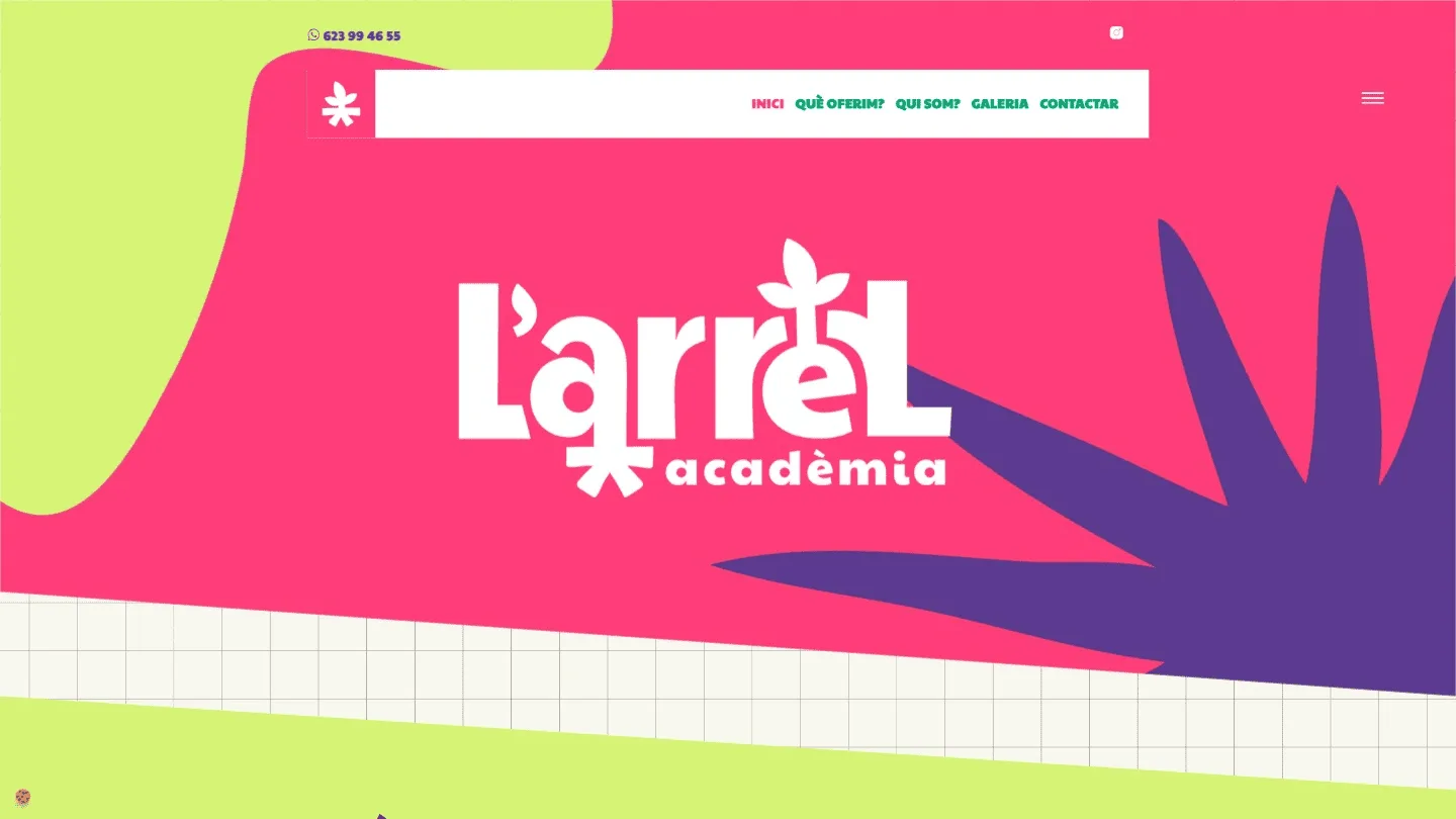 Captura de la web one page de L'Arrel Acadèmia (larrelacademia.cat), diseñada por Websden