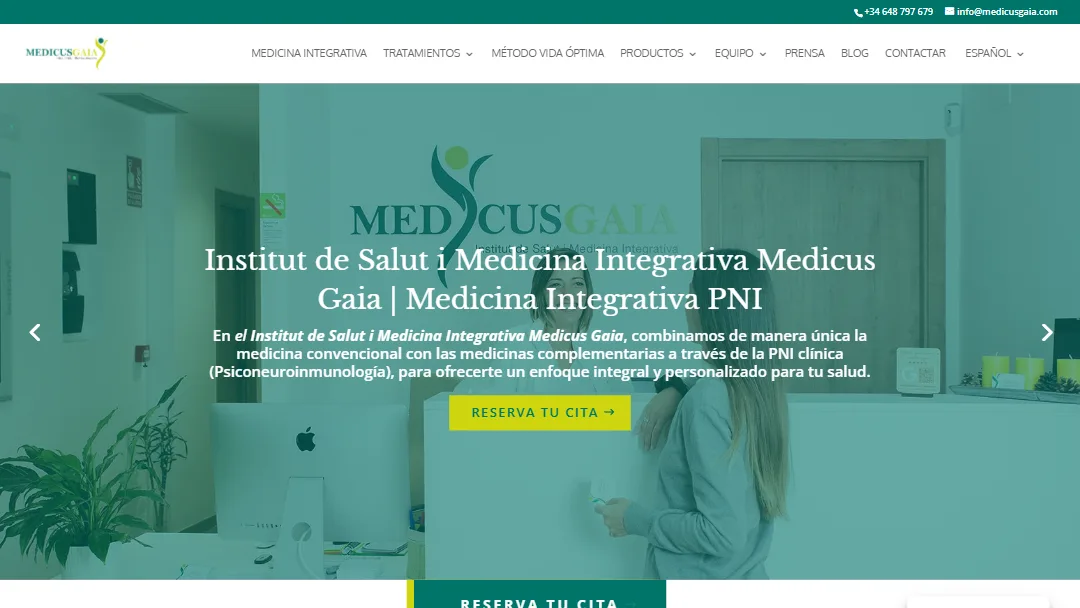 Captura de la web WordPress de Medicus Gaia (medicusgaia.com), diseñada por Websden